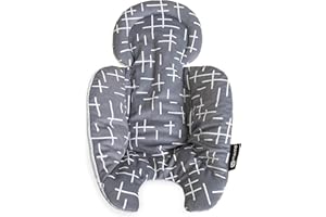 4moms RockaRoo and MamaRoo - Inserto para bebé, lavable a máquina, suave, tela de felpa, diseño reversible, gris oscuro