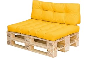 Royal Schneider - Lot de 2 coussins pour palettes - Pour canapé en palette - Coussins d’assise et coussins de dossier - 120 x 80 cm - 500-40 jaune