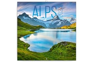 NOTIQUE Calendario da parete 2024 Alpi, calendario opuscolo con calendario mensile, calendario naturale, 30 x 30 cm (30 x 60 cm)
