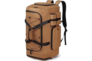 TAIHOYIN Bolsa de viaje para hombre grande 70L bolsa de deporte para fin de semana mochila con compartimento para zapatos, bolsa de entrenamiento para mujer para gimnasio, viajes, marrón