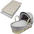 Kinder Valley Moses Basket with Changing Mat(Lion King Theme) also Includes Adjustable Hood, Fibre Mattress & Padded Liner | (Grey Waffle)