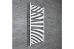companyblue 700mm wide x 1200mm high Heated Towel Rail Straight Flat White Bathroom Warmer Radiator Rack Central Heating