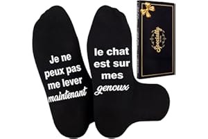 Merclix Chaussettes Chat Homme Rigolote 43-46 Humour Cadeau Chat Rigolo Idee Cadeau Homme Original Anniversaire Noel Humoristique