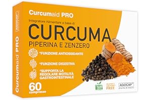 AGOCAP CURCUMA - Curcuma e Piperina, 60 compresse con estratto di curcuma, piperina e zenzero. Curcuma Naturale + Piperina e Pepe Nero. Curcuma Vegana, Integratore