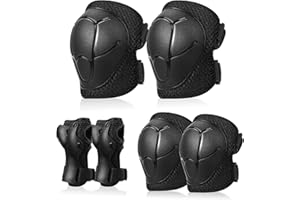 DEANAME Kids Knee Pads Elbow Pads Set for Kids,6pcs Skateboard Pads ,Adjustable Roller Skate Wrist Pads Guards Protective Gear Kit for Bike Skating Scooter Riding Sports Boy
