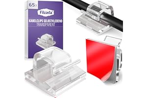 Filzada® 65x Kabelhalter Selbstklebend Transparent - Kabelclips Indoor & Outdoor - Kabelführung - Outdoor Kabel Clips - Kabelhalter Wand - Cable Holder - kabelführung - Kabelklemmen für Lichterketten