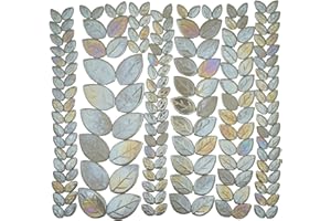 Yuvori Carreaux de mosaïque en céramique irisée - Pétales et feuilles - Tailles mixtes - 0,5 kg - Bricolage - Décoration intérieure et extérieure (feuilles blanches)
