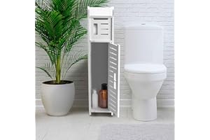 AOJEZOR - Porta rotolo di carta igienica, armadietto per il bagno, supporto accanto al WC, cromato