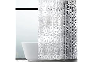 WELTRXE Shower Curtain Mould Proof Resistant, Waterproof Shower Curtains Liner, Heavy Duty EVA Bathtub Curtain with Magnets and Hooks, Weighted Hem, Anti Mildew, Geometric,183 x 183cm