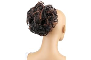 CAISHA by PRETTYSHOP Volumineux Chignon Postiche Chignon Élastique À Cheveux Chignon Hepburn Épaississement Des Cheveux Ondulé Brun Mélange D11