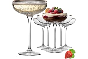 IMPERIAL GLASS IMPERIAL - Set di 6 bicchieri da champagne con bordo dorato, 270 ml, in vetro Crystalline vintage