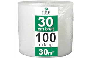 EIGENMARKE dieLUFTPOLSTERFOLIE Luftpolsterfolie 30cm x 100m Verpackungsfolie Luftpolster Rolle Blisterfolie Noppenfolie Polsterfolie Umzug 30cm Knallfolie Polstermaterial Versand Transparent Umzugfolie 100
