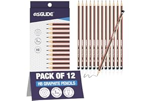 Eziglide HB Pencils, 12 Pack of Hexagonal Graphite Pencils, Break Resistant Super Bonded HB Lead Pencil, Ideal for Drawing and School Essentials, Home Sketching Pencil or Office Writing Pencils