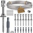 Kit Câble Acier Inoxydable 35m/3mm VIPNAJI - Avec Tendeurs, Crochets Pour Suspension, Corde à Linge, Plantes