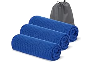 AovYoo 3 Pack Cooling Towels instant ice cooling towel 43"x12" Absorbent Soft Breathable Cold Towel Microfiber Golf Yoga Fitness Sports Towel Neck Head Cooling (Blue)