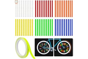 Heilok 72 PCS Cycling Reflectors Bicycle Wheel Spoke Reflectors and 1 Roll Bicycle Reflective Tape High Visibility Bicycle Reflective Strip Safety Warning Mark for All Bicycles - Easy Mount