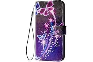 ILING Case for HONOR 400 Smart/HONOR X7d, Elegant Flower and Cute Cartoon Pattern Design Women's Wallet PU Leather Shockproof Flip Folio Cover with Card Slots, Kickstand (Fireworks)