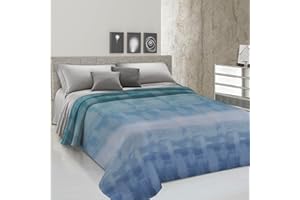 PENSIERI DELICATI telo Copriletto Matrimoniale 260 x 280 cm, Tela Singolo 100% Cotone Pique, Ideale Come Tela Arredo, Coperta Salva Letto 2 Piazze, Fantasia Arcobaleno Azzurro, 100% Made in Italy