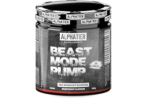ALPHATIER SUPPLEMENTS Alphatier Beastmode Pump Booster senza Caffeina + Creatina - senza Grumi - Pre Workout 360 g in Polvere - alto Dosaggio con Beta Alanian, Citrullina, Arginina