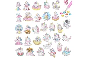 MEIEST 5D DIY Diamond Painting Stickers Kits for Kids, Unicorn Gem Mosaic Stickers Paint by Numbers Set for Children, Boys and Girls,Creative Handmade Art and Craft Gifts