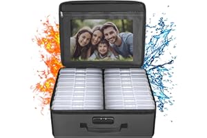 ENGPOW Foto-Aufbewahrungsbox mit 45,7 cm Innen, 10,2 x 15,2 cm (transparent), feuerfeste Foto-Organizer-Box mit Schloss, zusammenklappbare, tragbare Foto-Aufbewahrungsbehälter mit Griffen für Fotos,