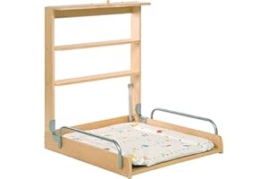 roba Fasciatoio Pensile - Pieghevole - si Appende alla Parete - Chiusura a Scatto - con Materassino Waldhochzeit - Idrorepellente e Imbottito - Legno Naturale