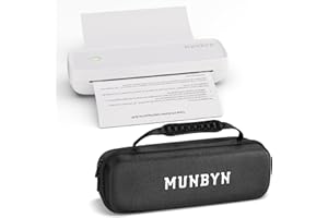 MUNBYN Impresora Termica A4, Impresora Portátil Bluetooth,Papel Formato A4/4''/3''/2'', Impresora Móvil Sin Tinta Compatible con teléfonos Android e iOS y Portátil, con 1 Custodia