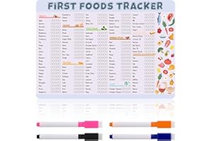 GOSKNOR Rastreador de Primeros Alimentos para Bebés, 30,5x21,5cm Baby First Food Tracker Planificador de Comidas Magnético Suministros para el Destete Dirigido por el Bebé para Nuevos Padres y Niñeras