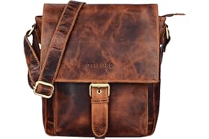 STILORD 'Nevio' Herrentasche Leder Umhängetasche kleine Messenger Bag elegante Handtasche im Vintage Design Schultertasche für 10.1 Zoll Tablet iPad echtes Leder, Farbe:kara - cognac