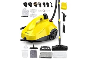 KROQO Dampfreiniger mit 23 Zubehörteilen und 5 Meter Netzkabel für die Reinigung von Öfen, Teppichen, Sofas, Polstern, Spielzeug und glatten Böden.