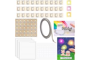 CYFUN DESIGN Kit di 60 adesivi a LED per circuiti luminosi, con nastro conduttivo e 3 fogli di strisce adesive in schiuma, per aggiungere luci a carte speciali (10 gialli, 10 arancioni, 10 rosa, 30 bianchi)
