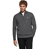 Polo Club Half-Zip Pullover with Stand Collar - Embroidered Logo Sweater for Men - 100% Cotton Long Sleeve Sweater