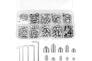 Legpador 290Pezzi grani filettati, m3 m4 m5 m6 m 8 viti senza testa, viti a punta, viti a brugola in acciaio inox con 5 chiavi a brugola, con Filettatura Metrica per maniglie delle porte