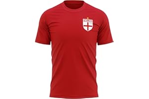 PURPLE PRINT HOUSE England Shirts for Men - England Flag Badge Retro T Shirt - Football Country European 2022 Supporters Red White Lion Tee Him - 2020 English Tournament Footy Soccer Top