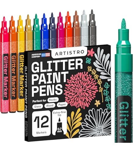 Water based metal, Metallic Stiften 12 Kleuren Glitterpennen Markers Acrylpennen voor Scrapbook Album, Gastenboek Bruiloft Verjaardag Fotoalbum Zwarte Pagina's, Knutselen (12 Kleuren