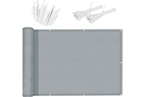 SUNNY GUARD Frangivisto per Balcone 100x500cm Protezione della Privacy Frangivento in PES,Impermeabile,Anti-UV con Fascette,Grigio