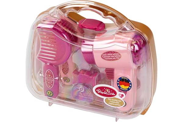 Theo Klein 5273 Mallette Coiffure Princess Coralie avec sèche-Cheveux mécanique - Nombreux Accessoires : Brosse, Peigne, Miroir à Main, etc. - Dimensions : 21,5 x 8,5 x 19 cm - pour Enfants dès 3 Ans