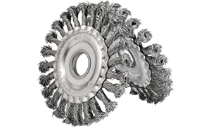 LVYXON 2er Set Scheibenbürste Zopfrundbürste Ø 125 mm Bohrung 22,2 mm Polierscheibe Edelstahl Drahtbürste gezopft Profi Unkrautbürste für Freischneider