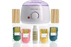 Kit Epilation Cire - Chauffe -Professionnelle - Perles de Cire 400g - Spatules - Huile Post Epilation - Epilation Maillot, Corps et Visage - Kit Complet - Mealiss 10 - Plastimea