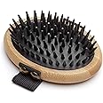 Mikki Bamboo Moulting Massage Palm Brush for Gentle Grooming, for Dog, Cat, Puppy with Short Medium Coats, Handmade Natural Sustainable Bamboo, Brown
