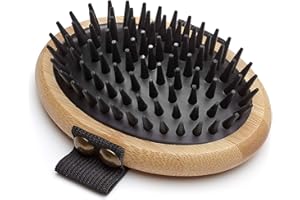 Mikki Cepillo de Mano Hecho de Bambú para Eliminar el Pelo Durante la Muda Mediante un Masaje, para Pelo Corto y Medio, para Perros y Gatos, Fabricado con Bambú Sostenible, Cepillado Suave 80 g