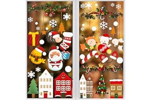 KUFAERBEAM Vetrofanie Natalizie,Fogli Acquerelli Adesivi Natalizi per Finestre Riutilizzabili, Decorazioni di Natale da Finestra, Adesivi Vetro Natale per La Decorazioni di Finestre Addobbi a Tema Festivo (A)