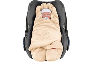 ByBoom Baby Couverture Enveloppante Hiver Universelle Multi-Usages, pour Coques Bébé, Sièges Auto (p.ex. Maxi-Cosi, Römer, etc), pour Landaus, Poussettes ou Lits Bébé; L'ORIGINAL AVEC L'OURS