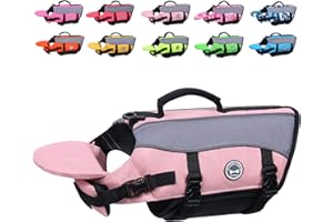 VIVAGLORY Giubbotto di Salvataggio per Cani con Galleggiante Frontale Rimovibile, Giubbotto di Salvataggio con Imbottitura Extra e Rifiniture Riflettenti per Nuoto e Navigazione, Rosa Sakura, XL