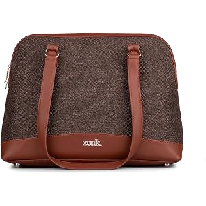 ZOUK Carry All Work Bag | Jute | Vegan Leather Handcrafted Women's Shoulder Bag with Double Handles