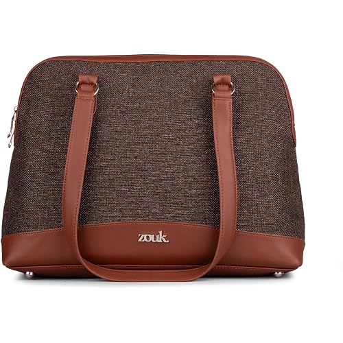 ZOUK Carry All Work Bag | Jute | Vegan Leather Handcrafted Women\'s Shoulder Bag with Double Handles