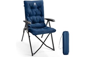 EVER ADVANCED Sedie da campeggio di lusso per adulti schienale alto caricabile da 150 kg in alluminio acciaio resistente sedia da giardino pieghevole oversize comoda imbottita da 6 cm