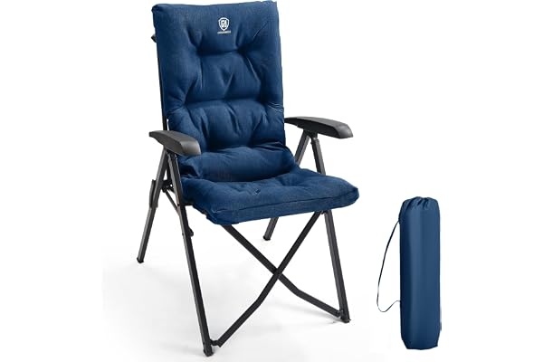 EVER ADVANCED Chaise de Camping Pliable capacité 150kg Pliante Chaise Longue de Jardin Rembourrée de Luxe avec 4 Positions Chaise de Pêche Réglable pour Balcon