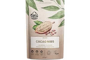 Earths Basket Organic Cacao Nibs - Raw, Vegan - 100% Pure Cacao from Peru - High in Antioxidants, Magnesium, and Iron - 250g