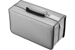 alavisxf xx CD Case, 160 Capacity Nylon CD DVD Storage Wallet Protective Disc Organizer Carrying Case with Card Holder (160 Capacity, Grey)